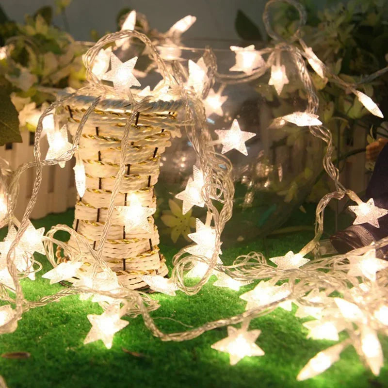 LED Star String Lights, Star Garland Fairy Lights Chain with 5V Bulbs for Party, Wedding, Garden, Halloween & Christmas Home Decor