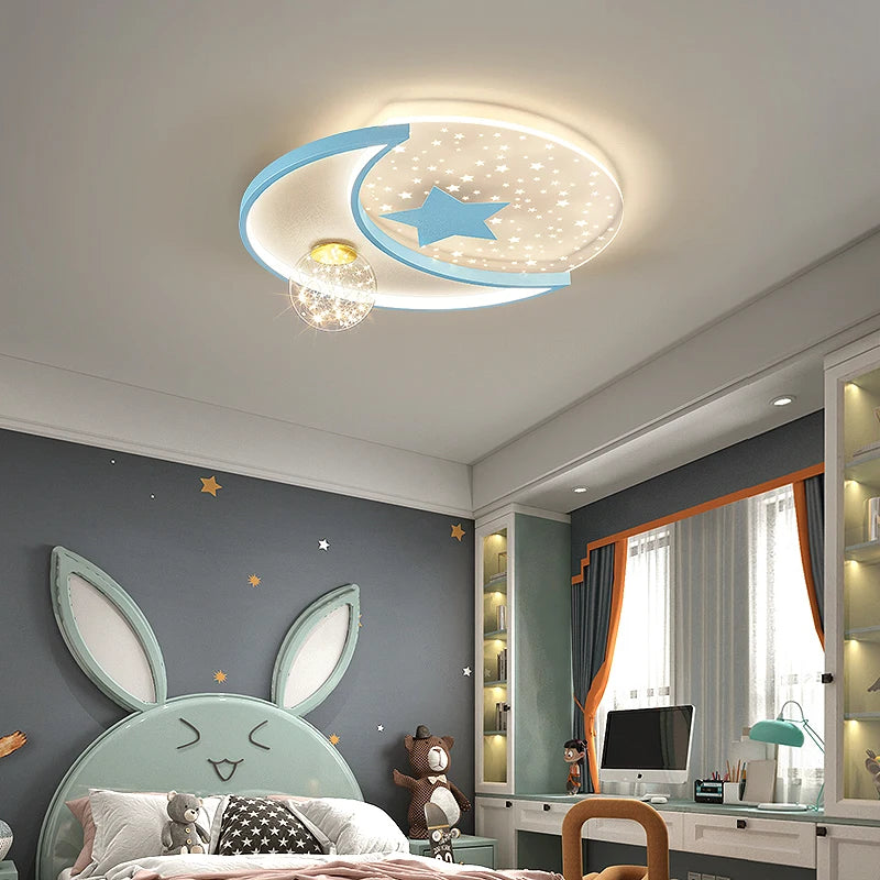 Cute Kids LED Ceiling Light, Modern Star Design Ceiling Lamp with 3-Color Lighting for Girls’ Bedroom, Nursery, Study & Children’s Room Decor