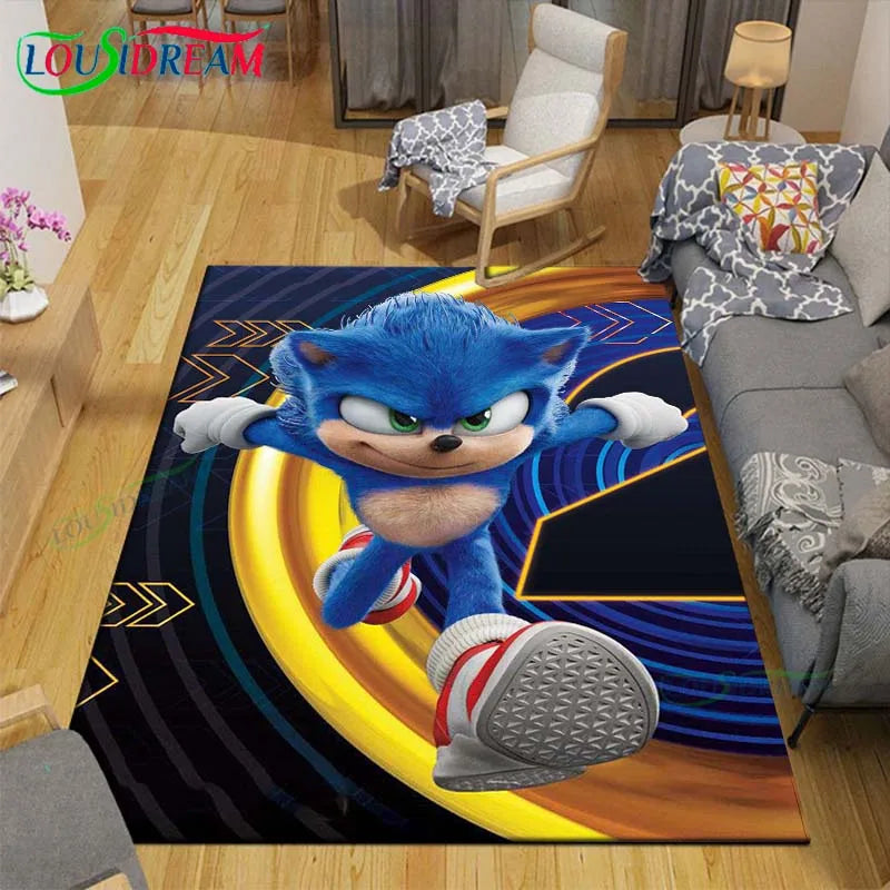 3D Cartoon Area Rug, Printed Polyester Crystal Velvet Carpet with Non-Slip Backing, Cute Kids Bedroom & Living Room Mat for Playroom, Nursery, Home & Decor