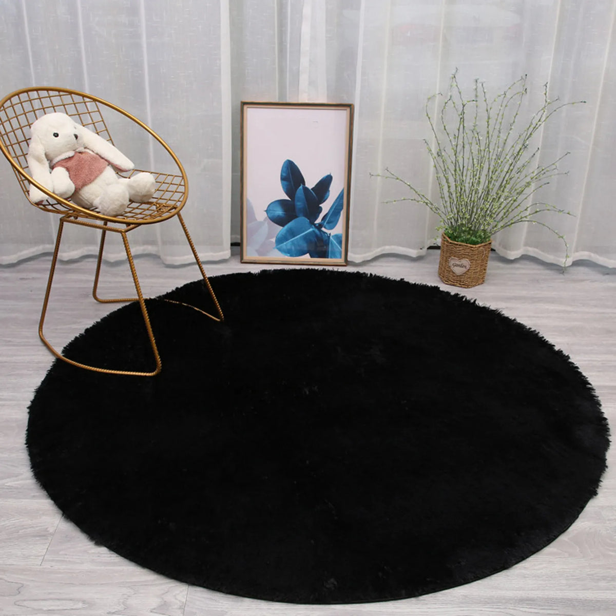 Faux Sheepskin Rug 40cm, Soft Shaggy Wool-Look Carpet Mat, Non-Slip Plush Floor Rug for Bedroom, Bedside, Living Room & Home Decor