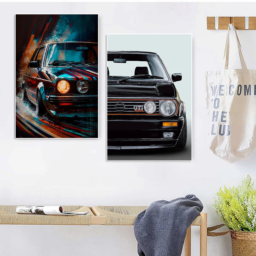 Modern Sports Car Graffiti Canvas Painting Luxury Retro Racing Poster Print Abstract Supercar Wall Art Living Room Home Decor