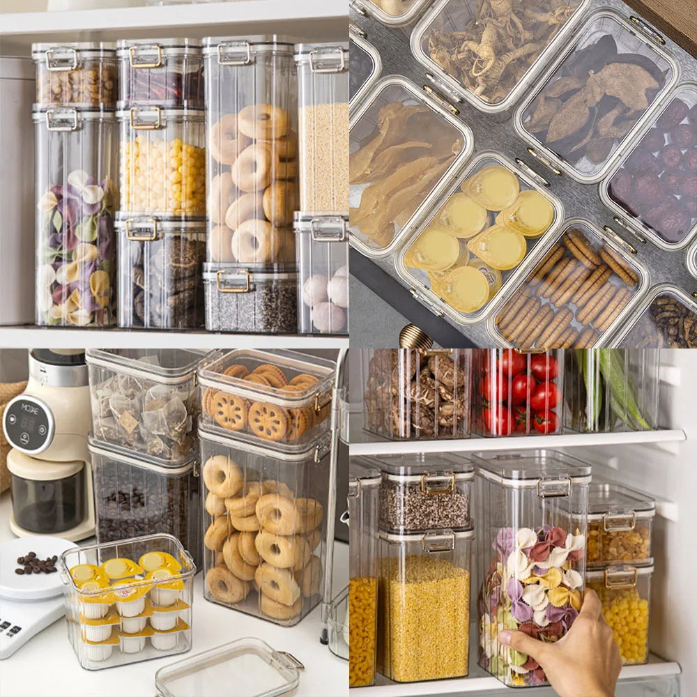 Kitchen Food Storage Clear Containers Plastic Box Jars For Bulk Cereals Household Organizers For Pantry Organizer Jars With Lid