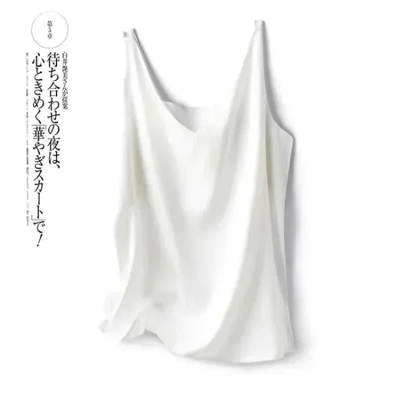 Tank Tops for Women Sleeveless V Neck Satin Silk Camisole Fashion Summer Solid Loose Vest Ladies Tops Streetwear