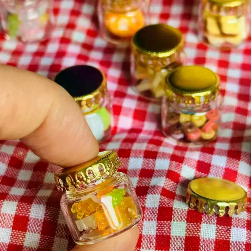 1/10Pcs 1/6 Dollhouse Mini Food Toy Sealed Can Cute And Exquisite Miniature Kitchen Glass Bottle Model With Caps DIY Accessories