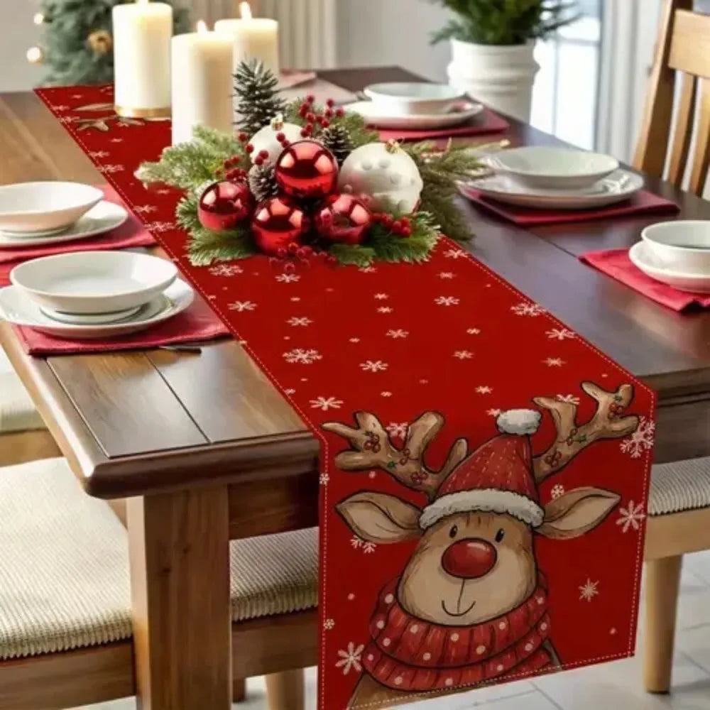 Christmas Table Runner 33×180cm, Merry Christmas Holiday Table Decor, Festive Xmas Table Cover for Home, Party, New Year 2027 & Seasonal Celebrations
