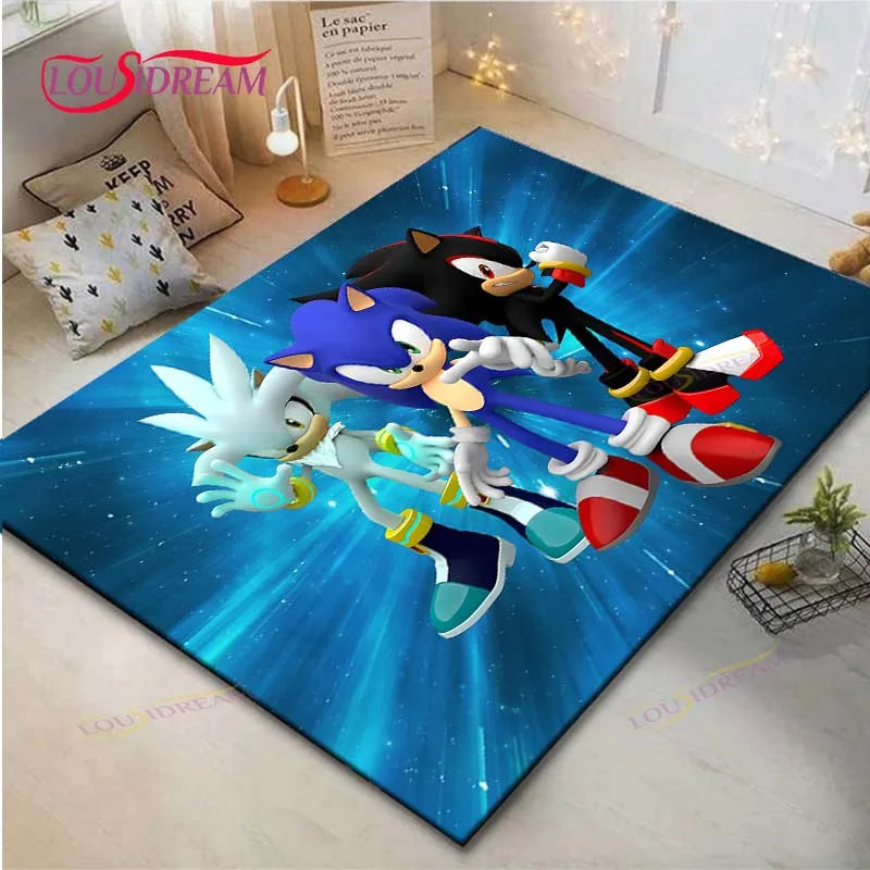 3D Cartoon Area Rug, Printed Polyester Crystal Velvet Carpet with Non-Slip Backing, Cute Kids Bedroom & Living Room Mat for Playroom, Nursery, Home & Decor