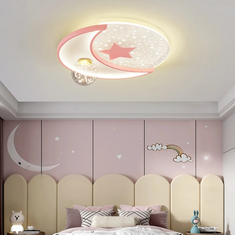 Cute Kids LED Ceiling Light, Modern Star Design Ceiling Lamp with 3-Color Lighting for Girls’ Bedroom, Nursery, Study & Children’s Room Decor