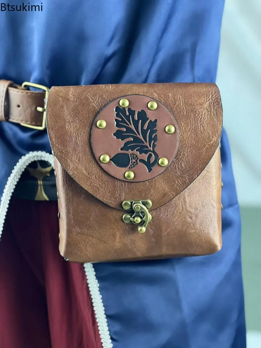 Halloween Cosplay Costumes for Women Fashionable PU Balck Brown Retro Hand-held Wallet Vintage Viking Knight Pirate Accessories