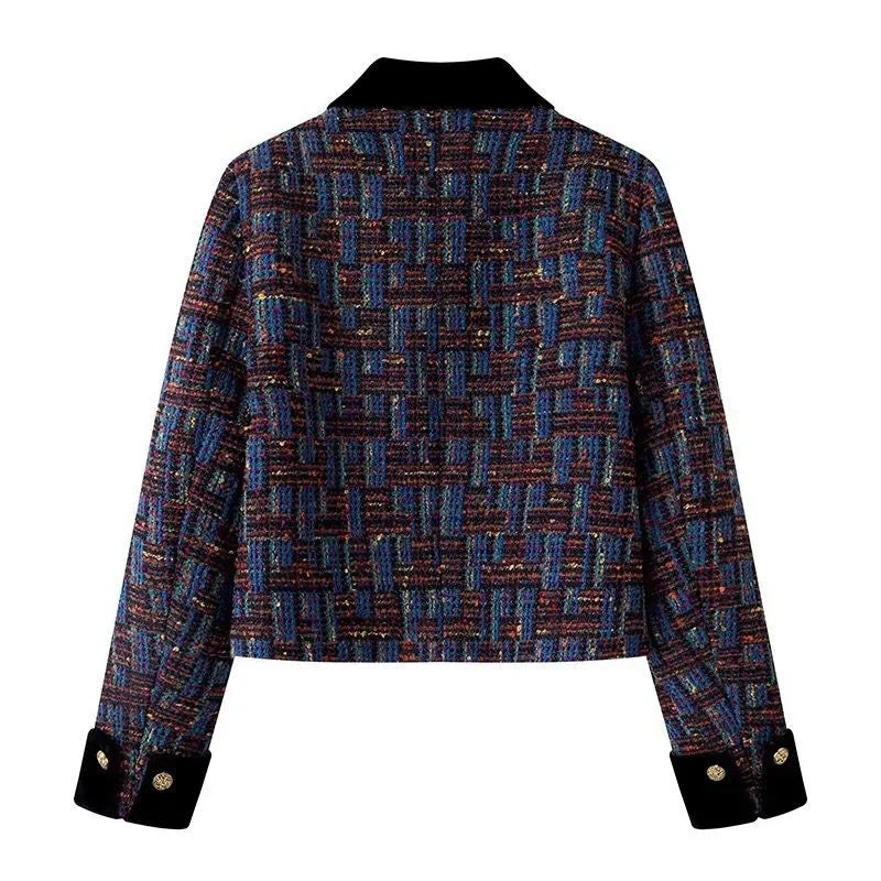 French Retro Color Contrast Small Fragrant Wind Short Coat Women 2026