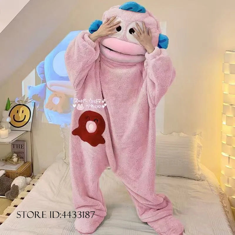 Thicken Flannel Cartoon Pajama Kigurumi Winter New Sleepwear Jumpsuit Halloween Funny Home Clothes Loungewear Cosplay Costume