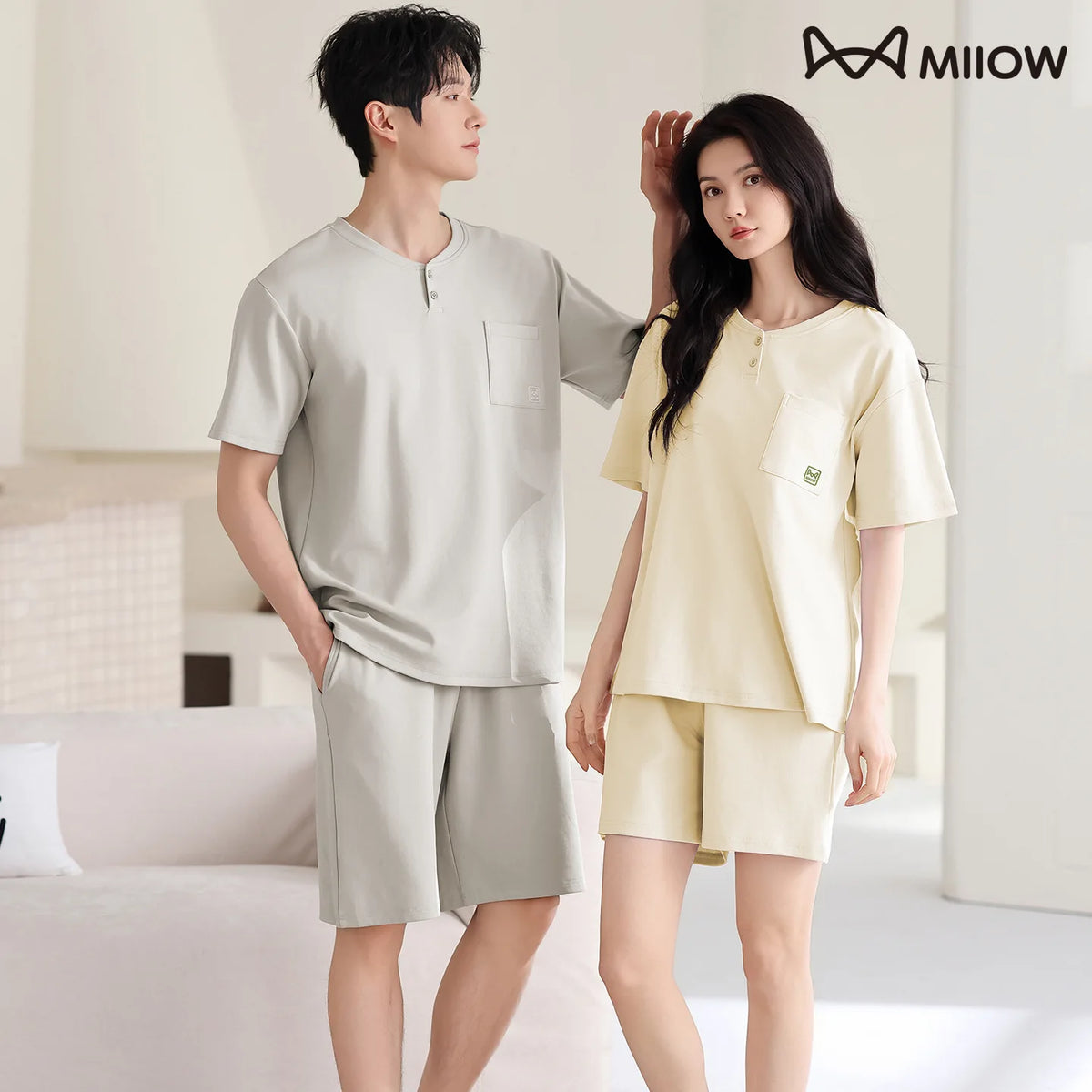 Summer Sleep Lounge Pajama Short-Sleeved Women's Pajama Set Cartoon Pyjamas Pure Cotton Couple Sleepwear Home Fashion