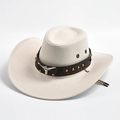 New Artificial Suede Western Cowboy Hats Vintage Big-edge Gentleman