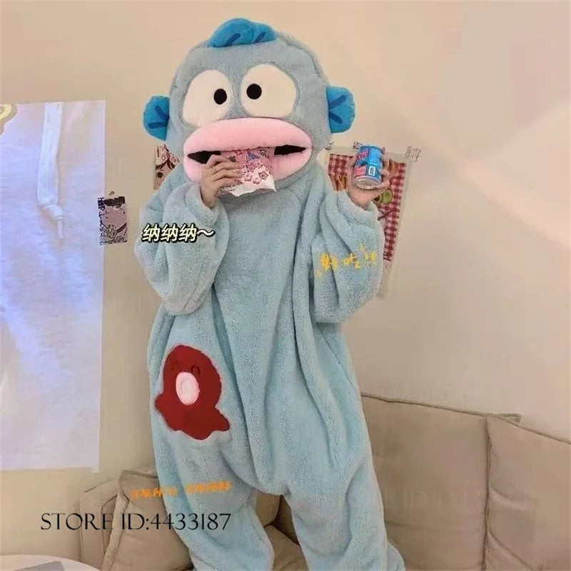 Thicken Flannel Cartoon Pajama Kigurumi Winter New Sleepwear Jumpsuit Halloween Funny Home Clothes Loungewear Cosplay Costume