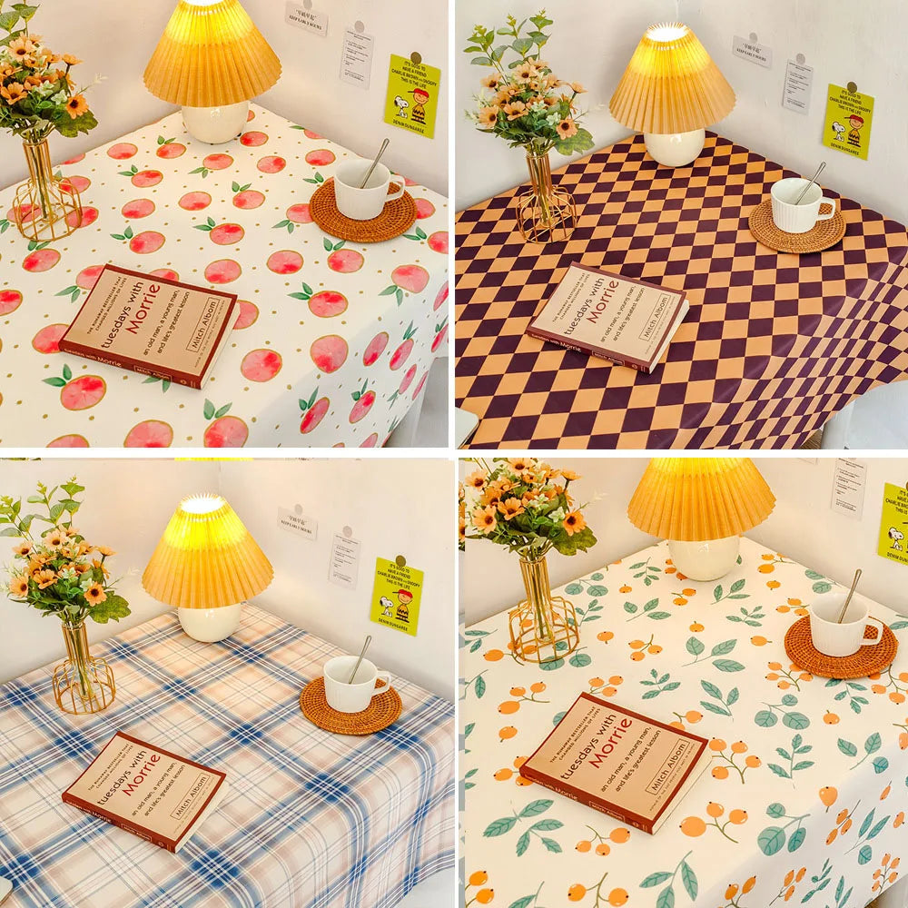 Waterproof Oil-Proof Table Cover – Plaid & Wavy Pattern PEVA-Style Plastic Tablecloth for Dining, Party, BBQ & Outdoor Use