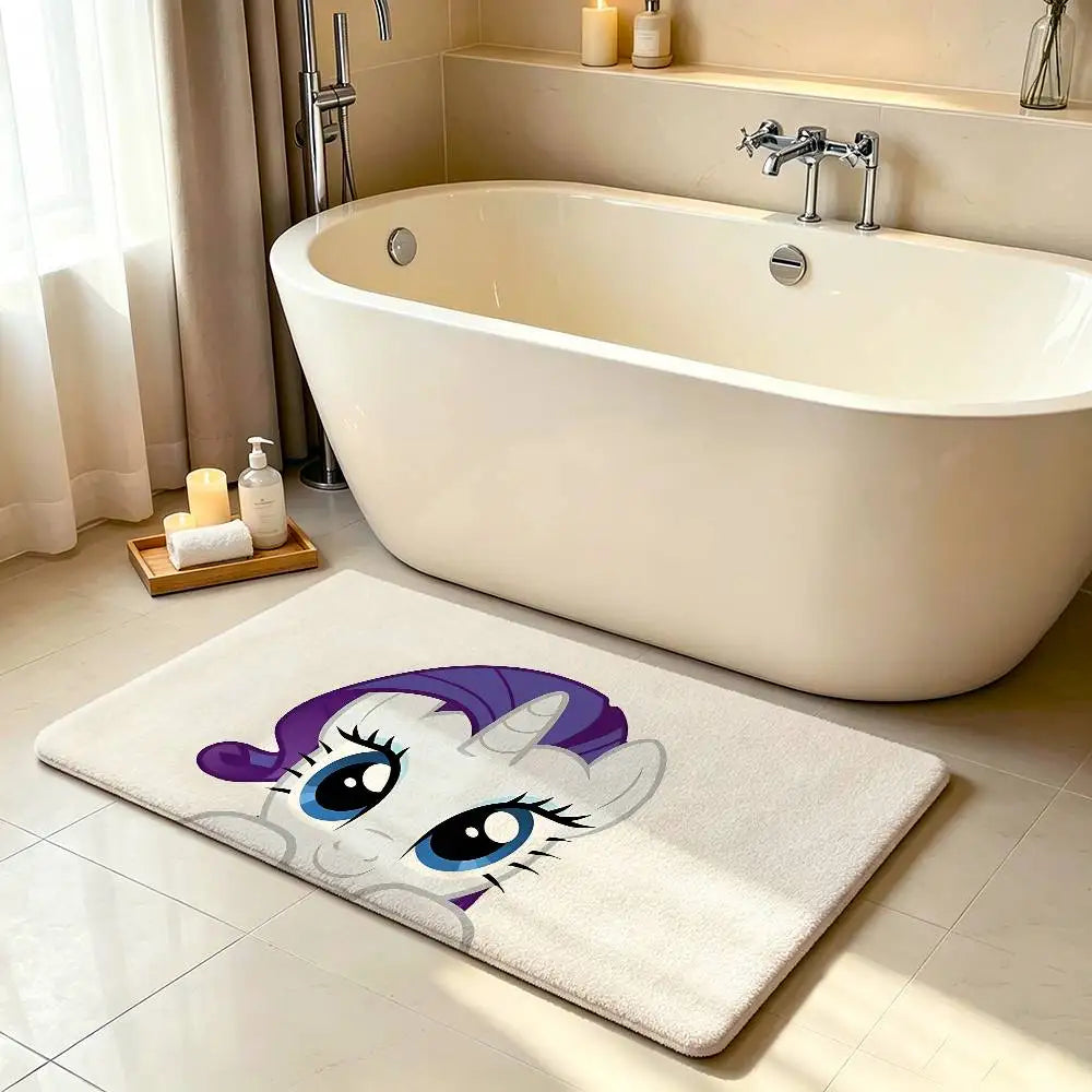 My Little Pony Kawaii Anime Rug, Cute Cartoon Polyester Floor Mat with Anti-Slip Backing, Soft Absorbent Carpet for Bathroom, Bedroom, Living Room & Entryway