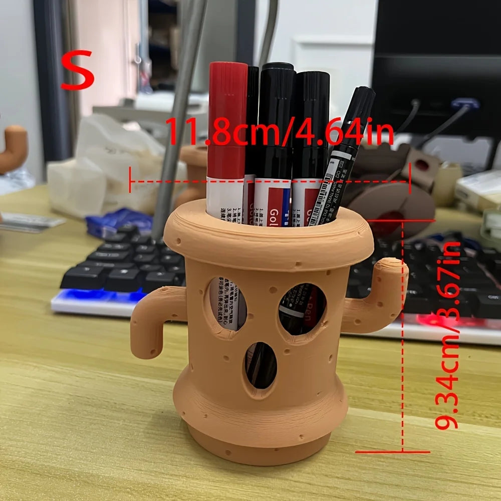 Cute Gyroid Succulent Planter, Adorable Desktop Plant Pot & Air Plant Holder, Small Decorative Desk Organizer and Pen Holder for Home, Office & Gift Decor