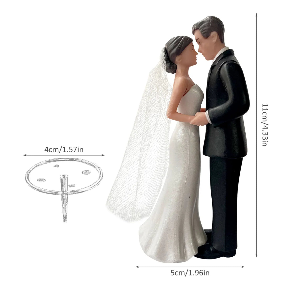 Bride & Groom Wedding Cake Topper with Veil – 4.33" Elegant Plastic Cake Decoration for Wedding, Engagement, Bridal Shower & Anniversary