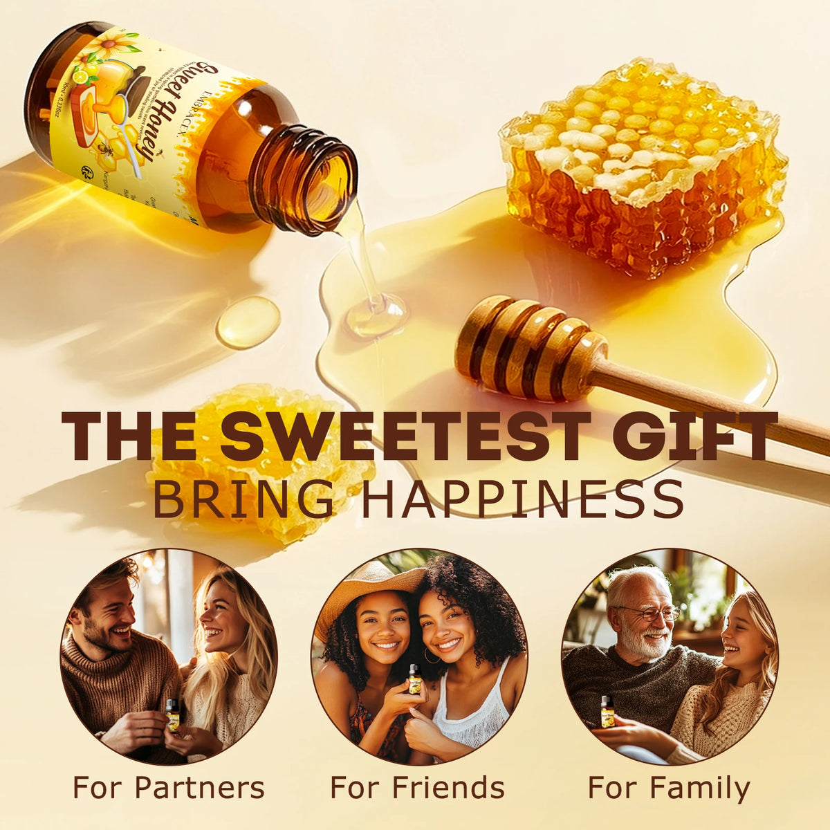 Honey Fragrance Oil 10ml, Long-Lasting Aroma Oil for Diffusers, Humidifiers, Oil Burners & DIY Candles, Home, Car & Holiday Gift