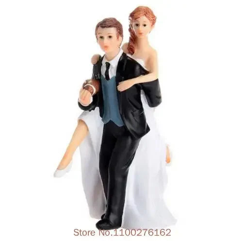 Funny Bride & Groom Wedding Cake Topper – Romantic Resin Couple Figurine Decoration, 8–15cm, Customizable