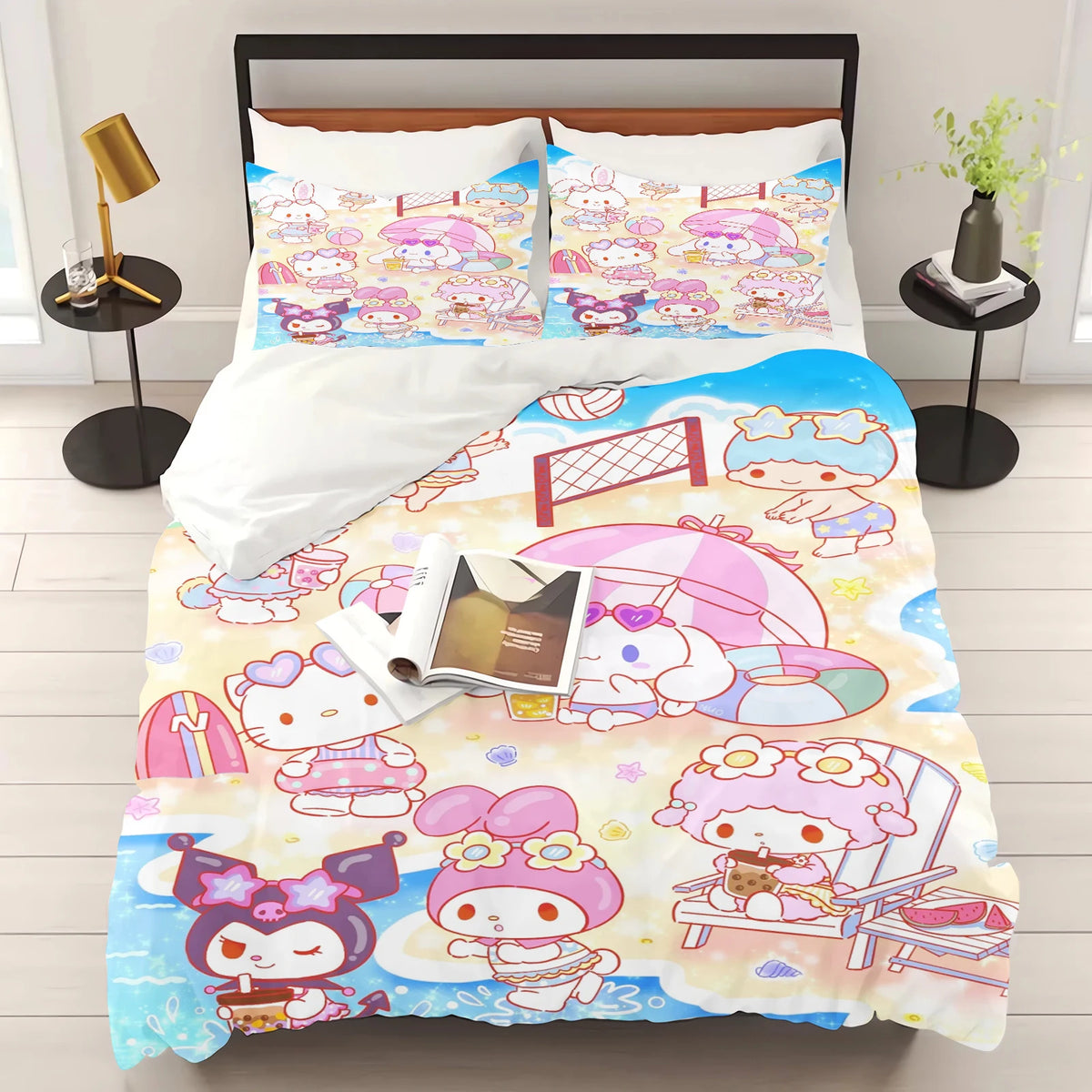Hello Kitty Duvet Cover Set – Sanrio Printed Cartoon Bedding with Pillowcase, Cute Bedroom Decor & Christmas Gift