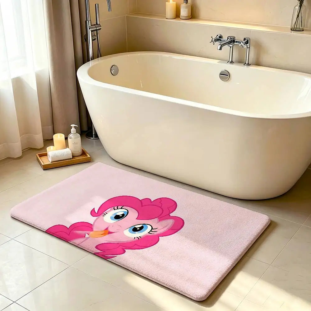 My Little Pony Kawaii Anime Rug, Cute Cartoon Polyester Floor Mat with Anti-Slip Backing, Soft Absorbent Carpet for Bathroom, Bedroom, Living Room & Entryway