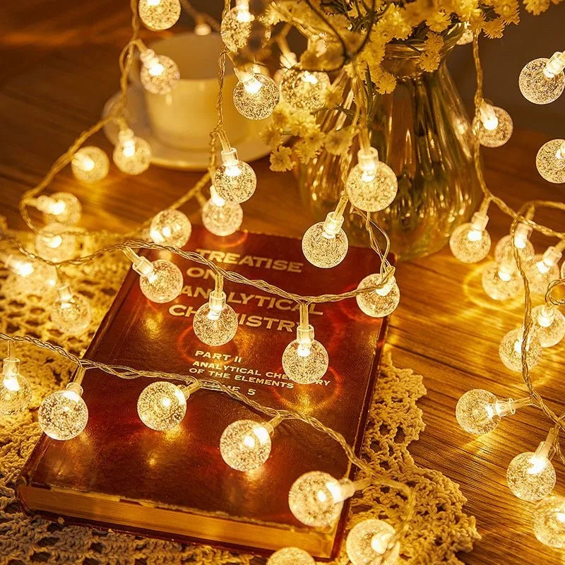 LED Crystal String Lights 3M–10M, Warm White USB Fairy Lights with Acrylic Crystal Design, Indoor & Outdoor Garland Lights for Christmas, Wedding, Party & DIY Decor