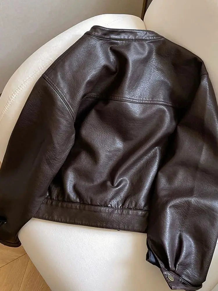 American Locomotive Clothing Short PU Leather Jacket Women's 2026