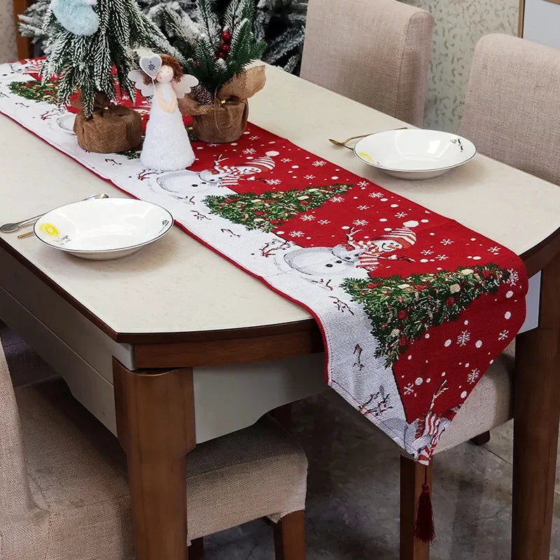 Christmas Table Runner 200×34cm – Santa Claus, Christmas Tree & Holiday Printed Tablecloth for Dinner, Party & Home Decor