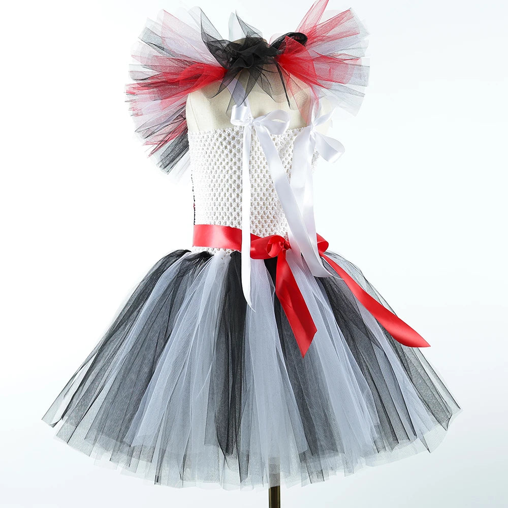 Halloween Art The Clown Costume for Kids Carnival Party Fancy Tutu Dress Girls Scary Striped Killer Clown Terrifier Costumes Set