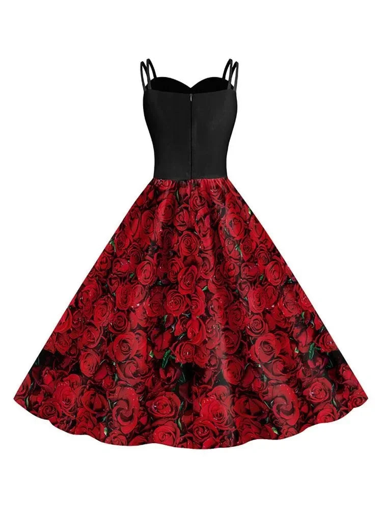 Halloween New Costumes for Women Skull Print Halter Dress Sleeveless Tunic Vintage Party Dresses Goth Clothes Masquerade Vestido