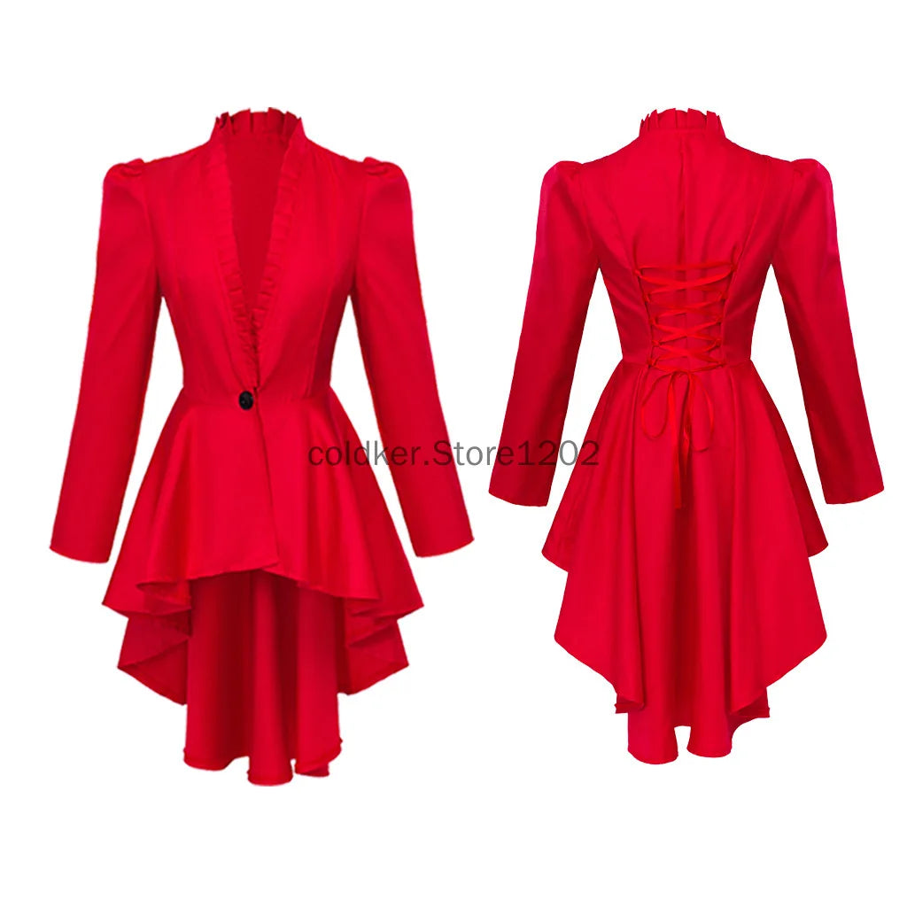 Halloween Costumes for Women Steampunk Victorian Jacket Coat Medieval Vintage Gothic Tailcoat Long Sleeve Tuxedo Shirt