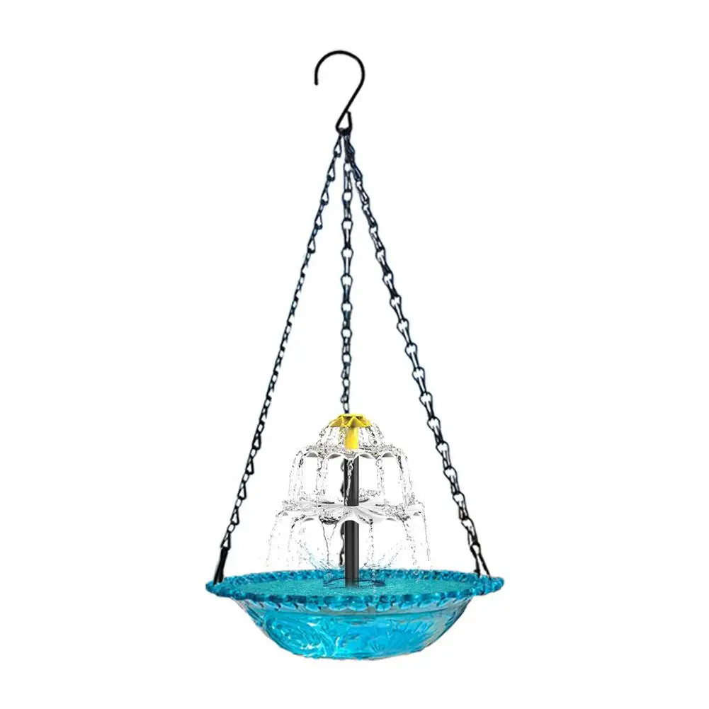 Solar Bird Bath Solar Powered Hanging Bird Bath Fountain Outdoor Cascade Water Fountain Pump Hummingbird Shower Bowl for Garden