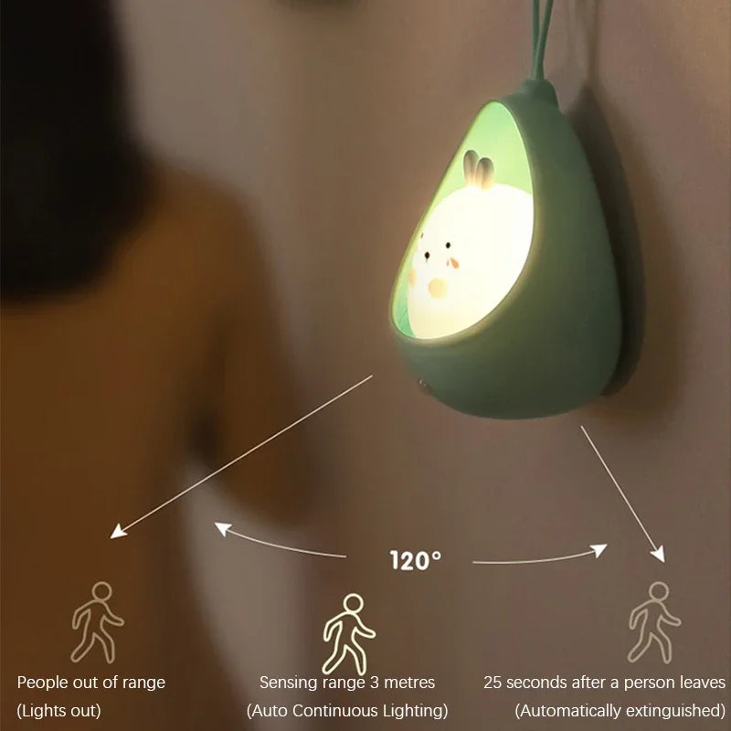 Rechargeable LED Night Light with Motion Sensor, USB Bedside Lamp with 120° Human Sensing, 3 Modes Warm Light for Bedroom, Hallway, Corridor & Table Decor
