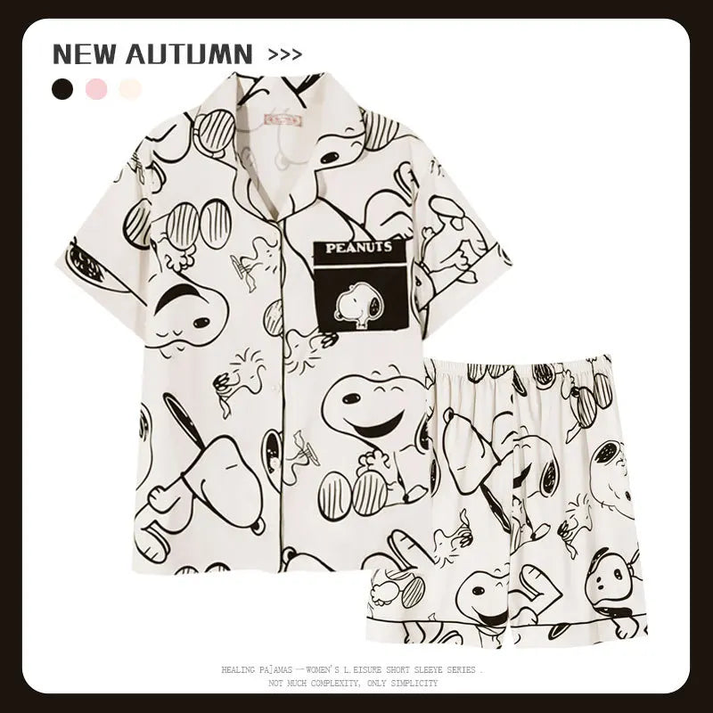 Cute Snoopy Couple Pajamas Set, Cute Cartoon Printed Short Sleeved Pajamas for Men and Women, 2026 New Fashiona Casual Home Wear