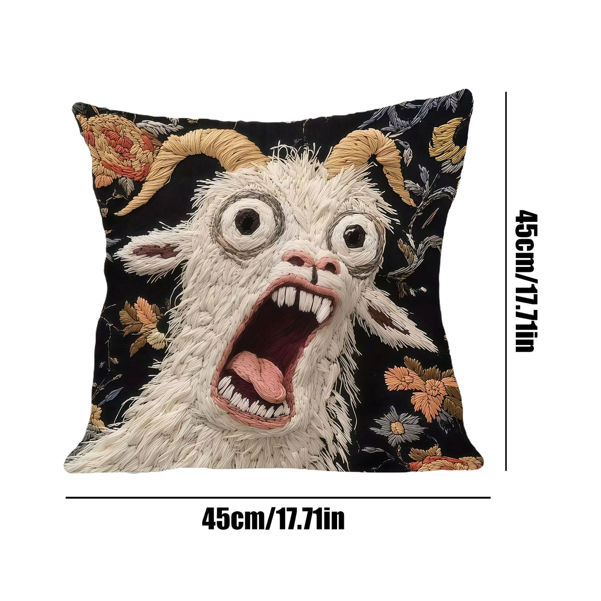 Cute Alpaca Pillow Cover 45×45cm, 2D Flat-Printed Cartoon Animal Cushion Case, Retro Alpaca Throw Pillowcase for Sofa, Bedroom, Living Room, Dorm, Nursery & Car Decor
