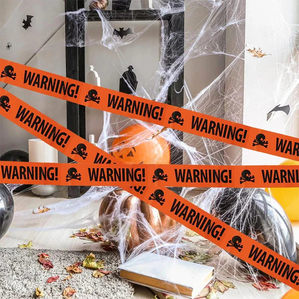 Runto 5M Halloween Warning Line Prop ,Happy Halloween Party Decoration ,Haunted House Horror Atmosphere Decoration Props