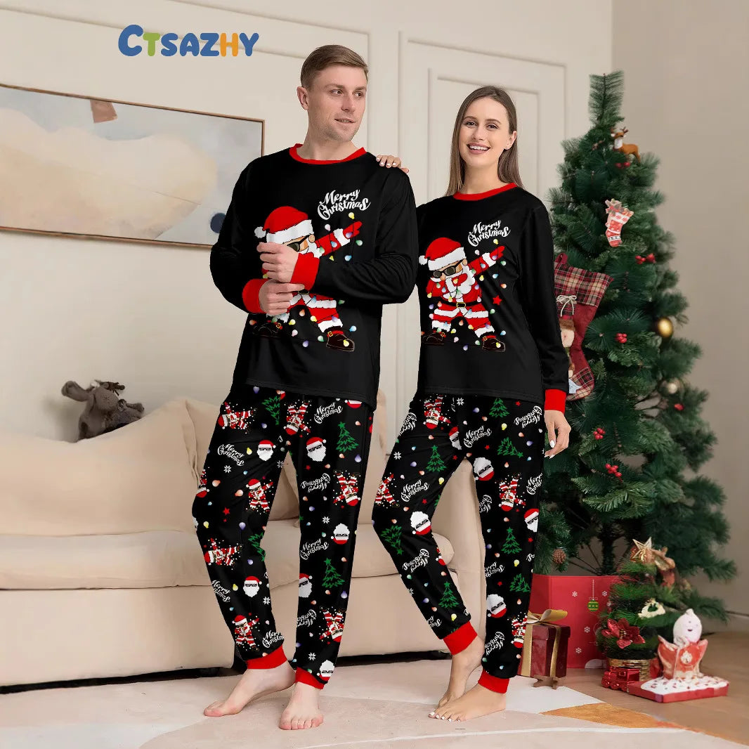 2026 New Christmas Family Matching Pajamas Santa Claus Print Adult and Children's Pajama Set Soft Sleepwear Xmas Family Look Pjs