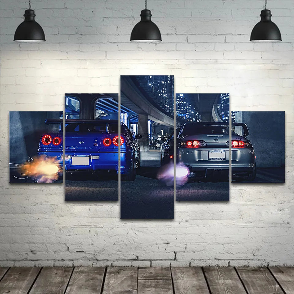 5 Panel Sports Car Wall Art Unframe Vehicle Canvas Painting HD Print for Living Room Home Decoration Racing Car Poster Wall Art