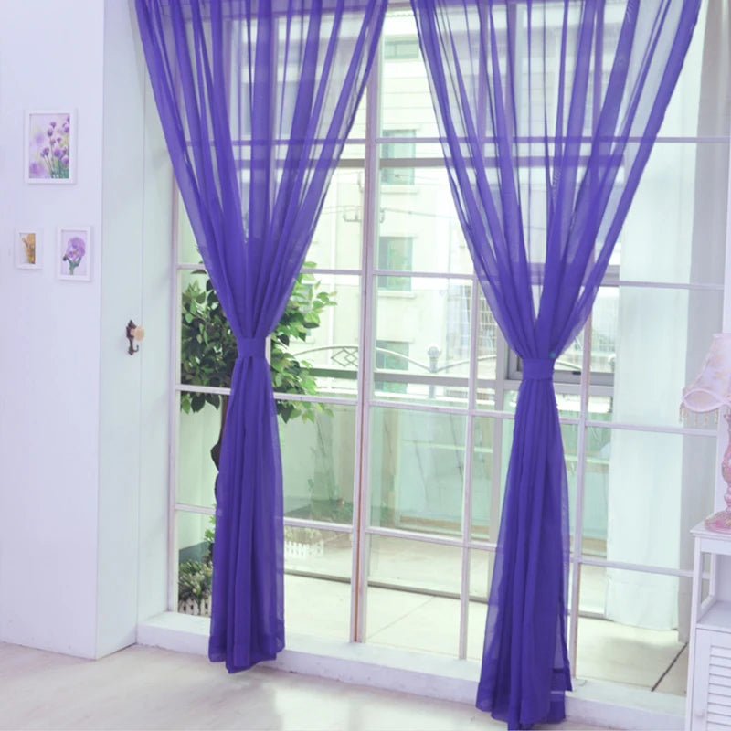 Colorful Sheer Tulle Curtain 1pc, 200×98cm Polyester Rod Pocket Window Panel with Plant Embroidery, Translucent Curtain for Bedroom, Kitchen, Living Room & Kids Room