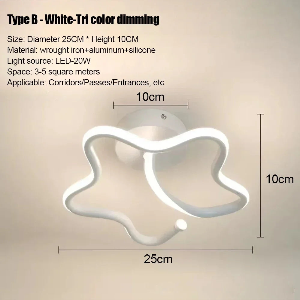 Modern LED Ceiling Light – Multi-Shape Minimalist Flush Mount Lamp with 3-Color Lighting