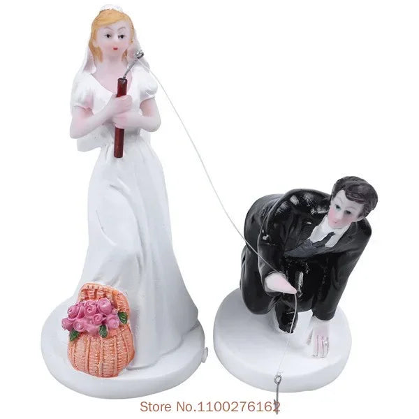 Funny Bride & Groom Wedding Cake Topper – Romantic Resin Couple Figurine Decoration, 8–15cm, Customizable