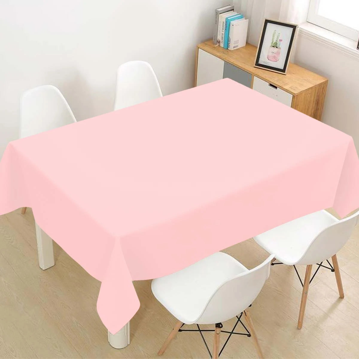 Pink Plastic Tablecloth 183×137cm, Solid Color Disposable Table Cover for Wedding, Birthday Party & Girls’ Party Decor, Dining Table Decoration & Event Supplies