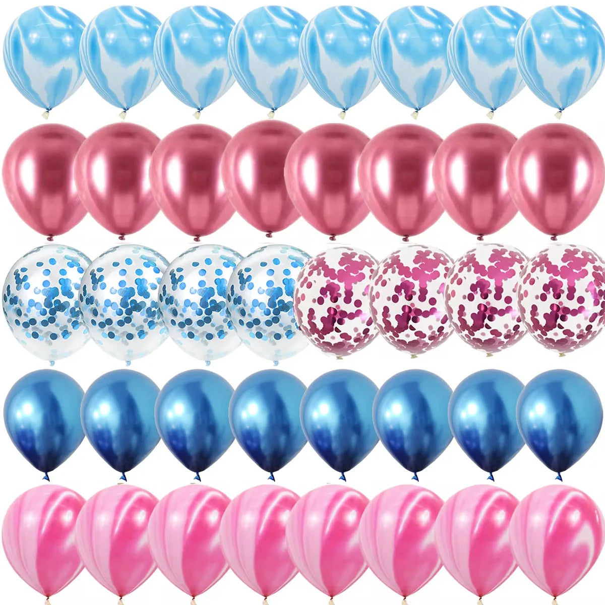 Gender Reveal Balloons 40pcs, Pink & Blue Latex Confetti Balloons, Boy or Girl Baby Shower Balloon Garland Arch Kit for Birthday, Wedding & Party Decor
