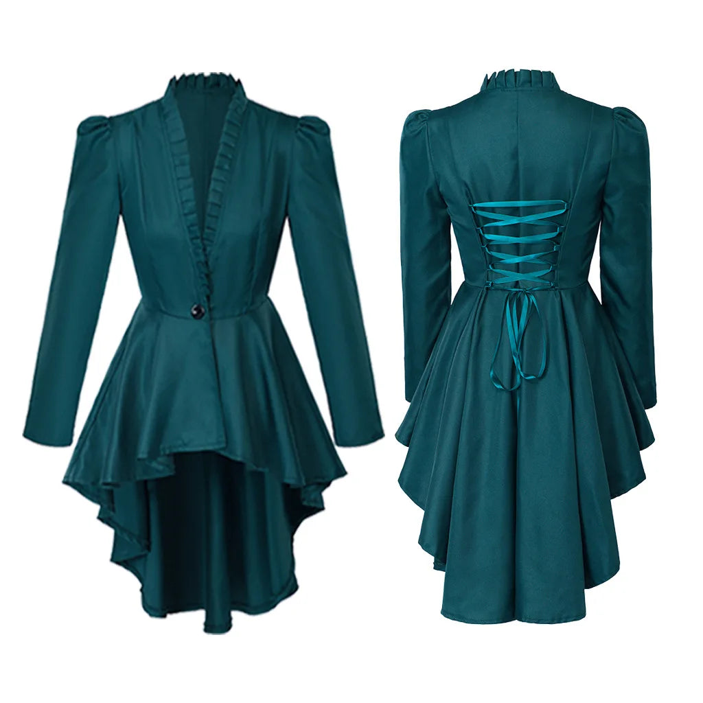 Halloween Costumes for Women Steampunk Victorian Jacket Coat Medieval Vintage Gothic Tailcoat Long Sleeve Tuxedo Shirt