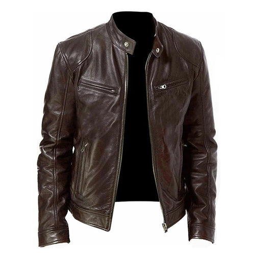 Men's Motorcycle Leather Jacket – Casual Fashion Biker Coat