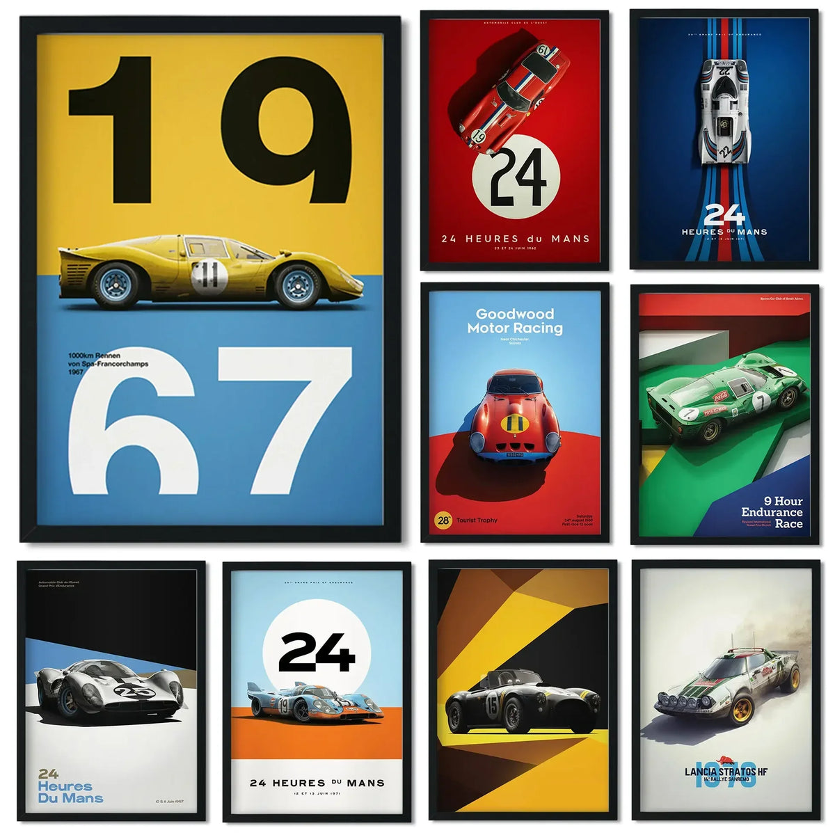 Retro Cars Poster Aesthetics 24 Heures Good Word Race 911 Endurance race F1 Motorsport Wall Art Kawaii Room Decor Canvas Posters