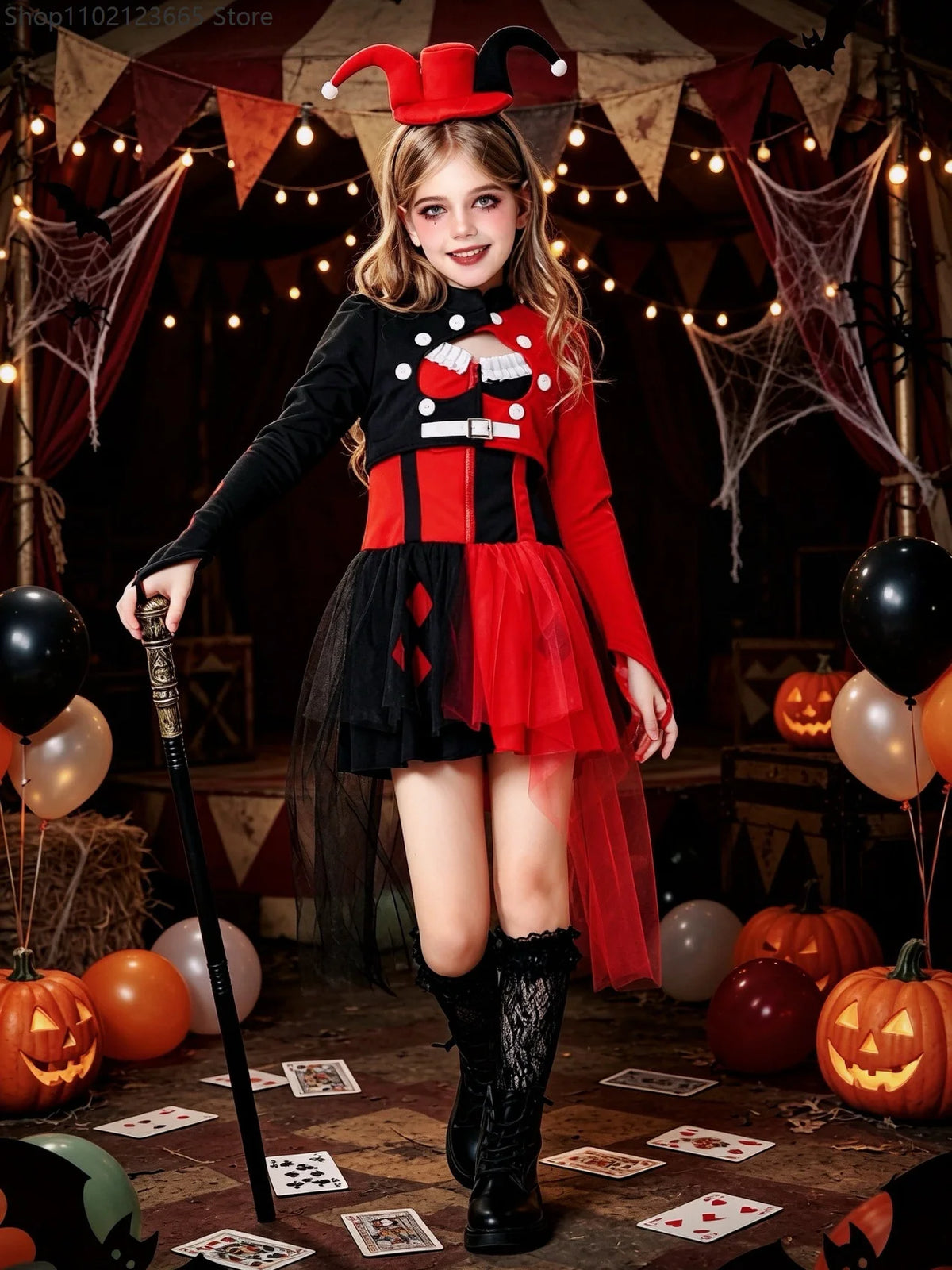 Halloween Cosplay Costumes Horror Clown Dresses Headwear Clothes Sets Carnival Theme Party Circus Carnival Role Playing Outfits