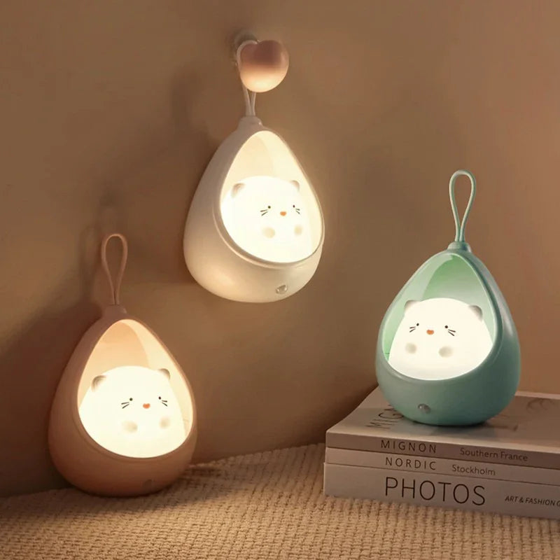 Rechargeable LED Night Light with Motion Sensor, USB Bedside Lamp with 120° Human Sensing, 3 Modes Warm Light for Bedroom, Hallway, Corridor & Table Decor