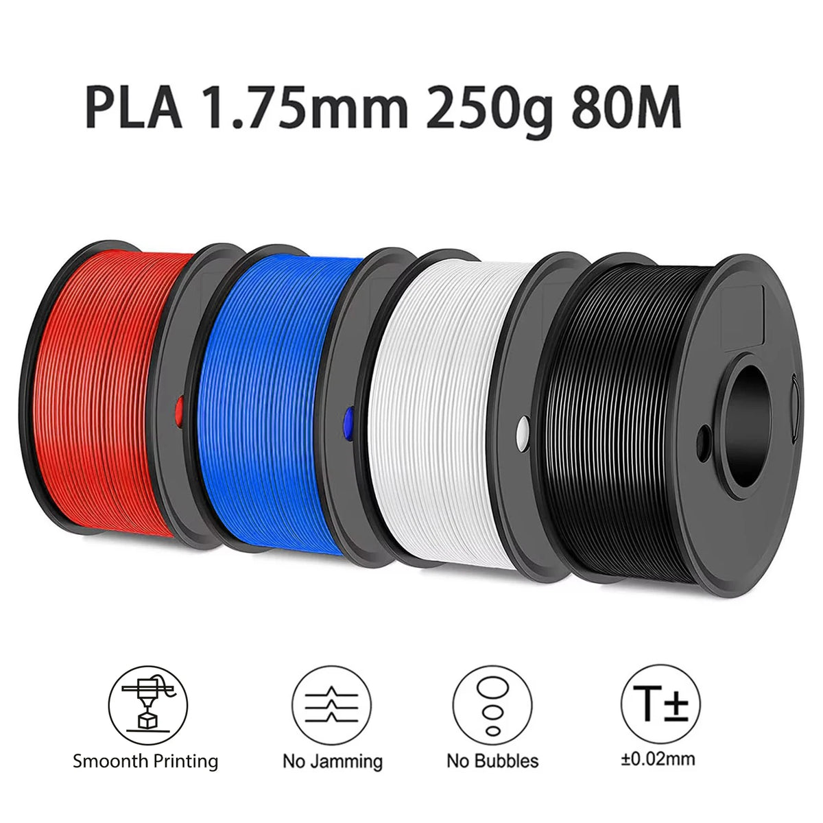PLA 3D Printer Filament 1.75mm – 250g / 80m Solid FDM Printing Filament for 3D Printers