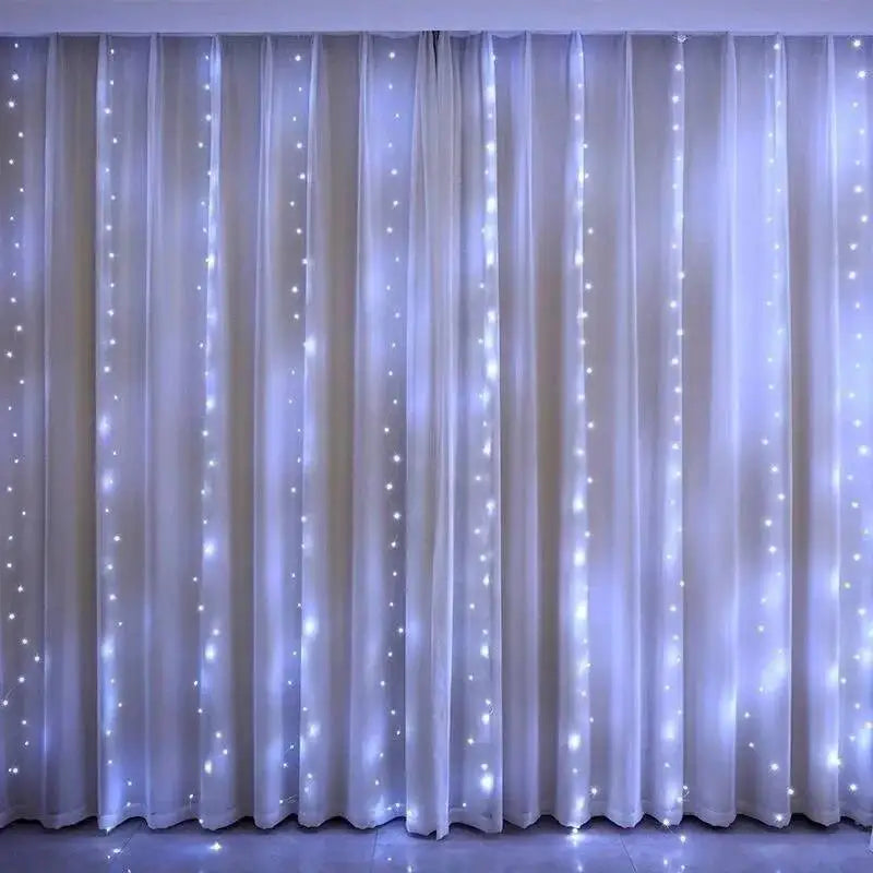 Christmas Curtain LED String Lights with Remote Control, 8 Modes USB Fairy Lights in Warm White, White & Multicolor, 1–3m Drop for Wedding, Bedroom, Party & Holiday Decor